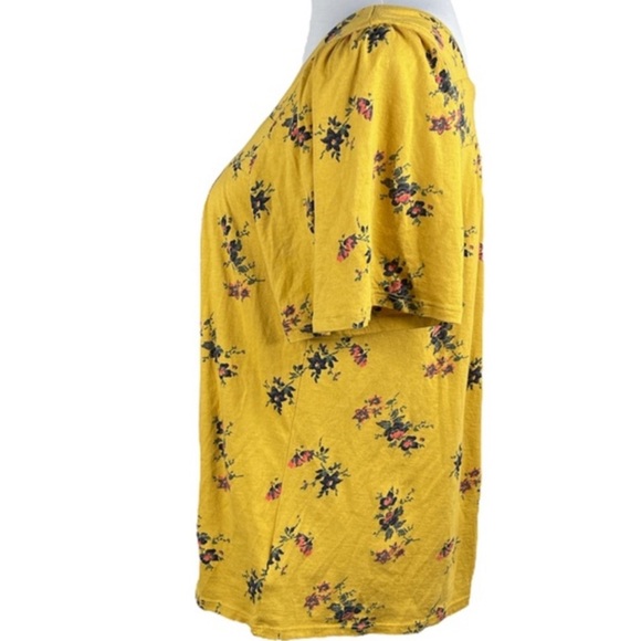 Lucky Brand Women’s Square Neck Yellow Floral Short Sleeve Top - Picture 6 of 12